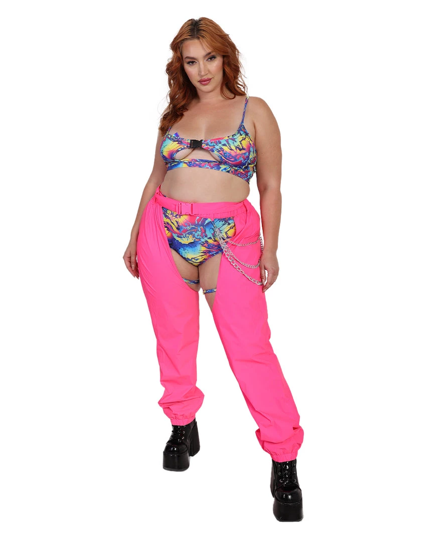 Hot & Delicious Black Bead Servin' Pink Looks Reflective Chained Chaps 12 Hot & Delicious Black Bead Servin' Pink Looks Reflective Chained Chaps