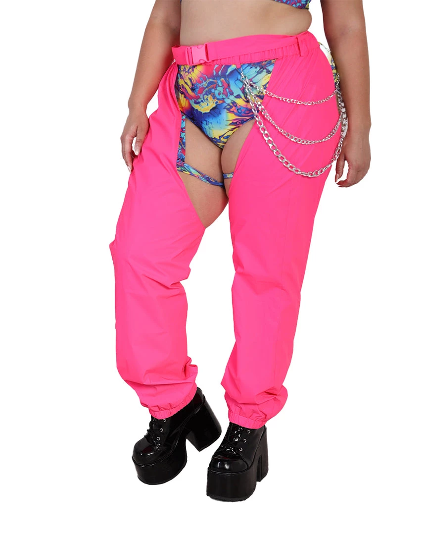 Hot & Delicious Black Bead Servin' Pink Looks Reflective Chained Chaps 11 Hot & Delicious Black Bead Servin' Pink Looks Reflective Chained Chaps