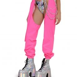 Hot & Delicious Black Bead Servin' Pink Looks Reflective Chained Chaps 17 Hot & Delicious Black Bead Servin' Pink Looks Reflective Chained Chaps