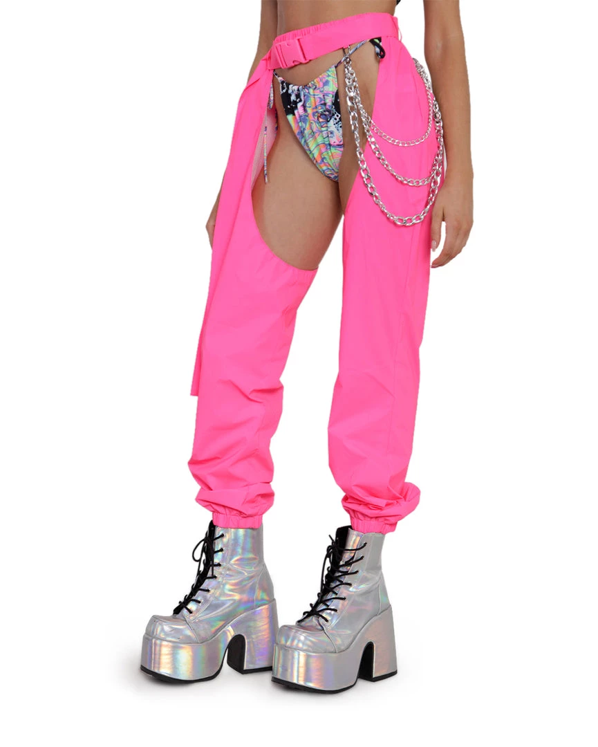 Hot & Delicious Black Bead Servin' Pink Looks Reflective Chained Chaps 7 Hot & Delicious Black Bead Servin' Pink Looks Reflective Chained Chaps