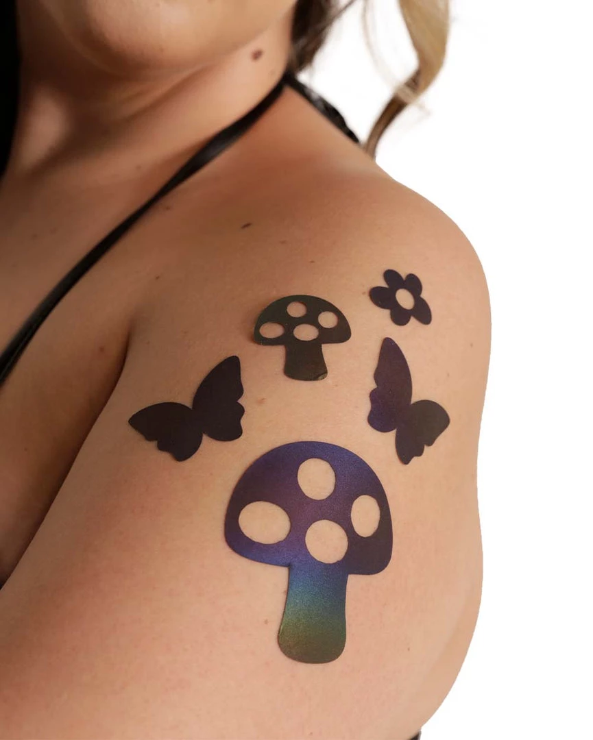 Trending Now Sasswear X IHR Shroom Party Rainbow Reflective Pasties And Body Stickers Set 4 Trending Now Sasswear X IHR Shroom Party Rainbow Reflective Pasties And Body Stickers Set