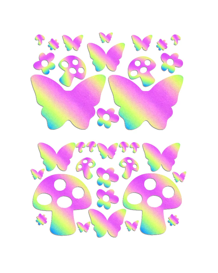 Trending Now Sasswear X IHR Shroom Party Rainbow Reflective Pasties And Body Stickers Set 5 Trending Now Sasswear X IHR Shroom Party Rainbow Reflective Pasties And Body Stickers Set
