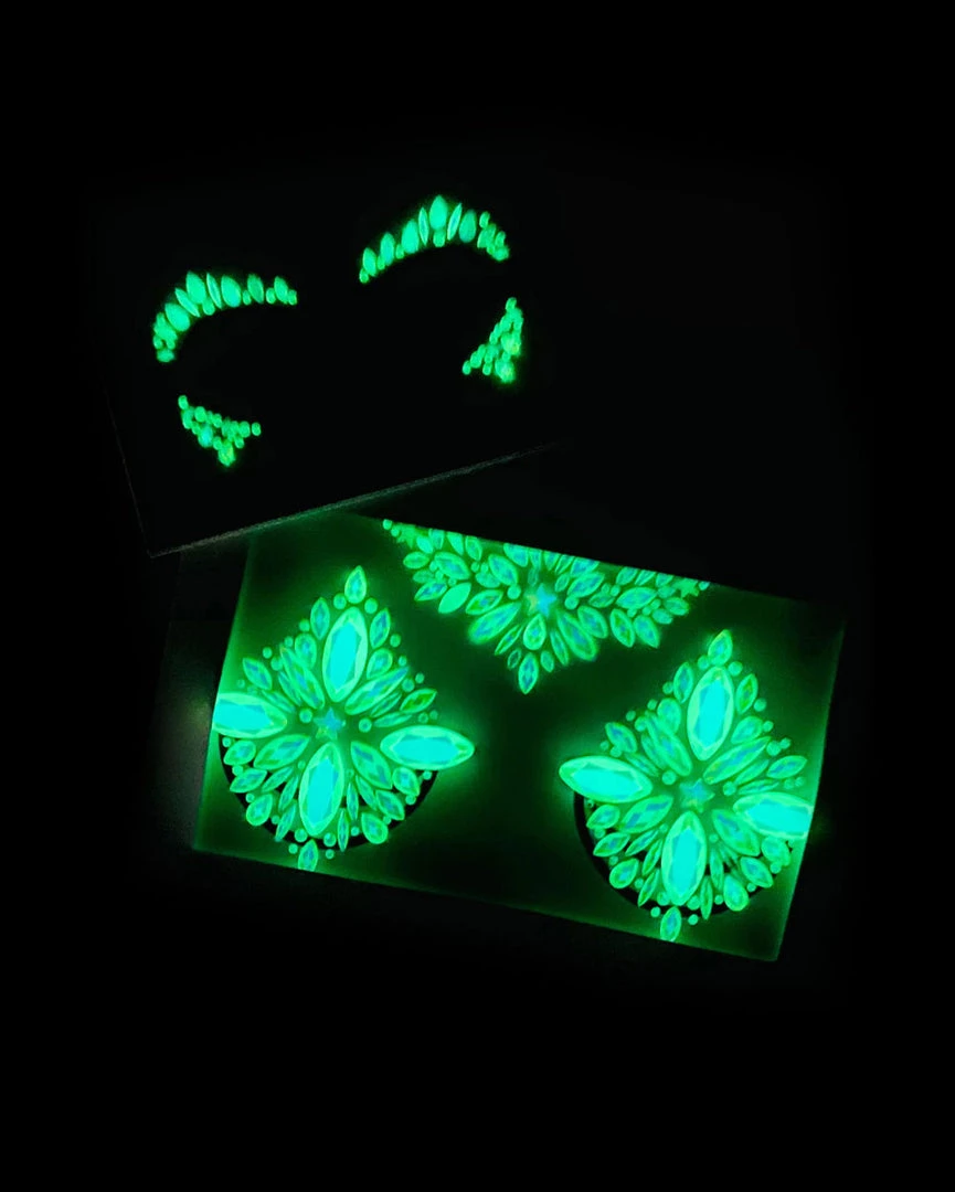 Lunautics Solar Flare Glow-in-the-Dark Face Jewels 4 Lunautics Solar Flare Glow-in-the-Dark Face Jewels