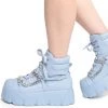 Cape Robbin Stompz Chunky Chain Baby Blue Boots Shoes