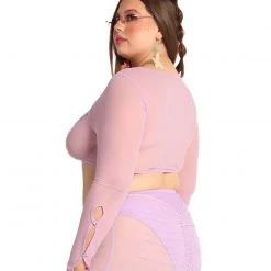 OhYes Clothing Sweet Lilac O-Ring Mesh Long Sleeve Crop Top 21 OhYes Clothing Sweet Lilac O-Ring Mesh Long Sleeve Crop Top