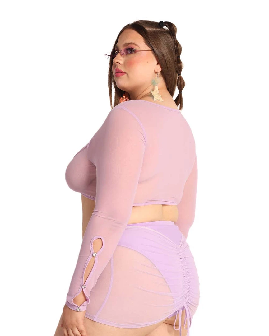OhYes Clothing Sweet Lilac O-Ring Mesh Long Sleeve Crop Top 12 OhYes Clothing Sweet Lilac O-Ring Mesh Long Sleeve Crop Top