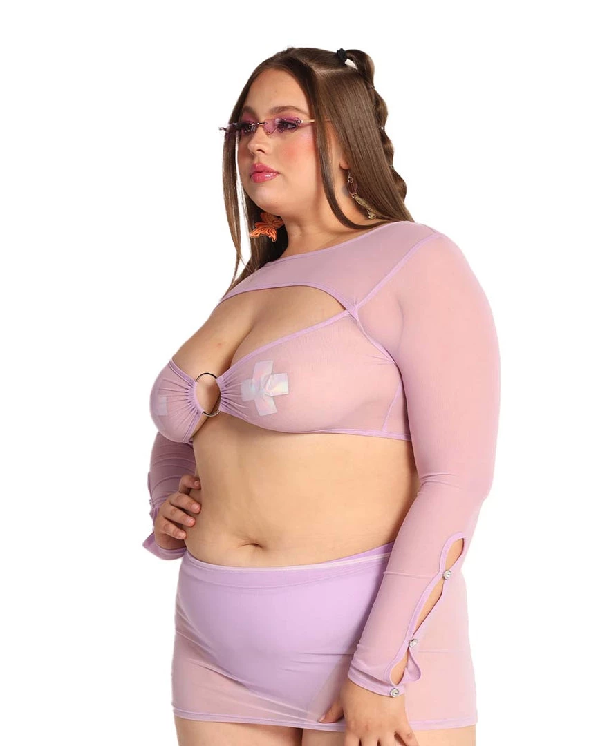OhYes Clothing Sweet Lilac O-Ring Mesh Long Sleeve Crop Top 11 OhYes Clothing Sweet Lilac O-Ring Mesh Long Sleeve Crop Top