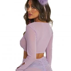 OhYes Clothing Sweet Lilac O-Ring Mesh Long Sleeve Crop Top 16 OhYes Clothing Sweet Lilac O-Ring Mesh Long Sleeve Crop Top