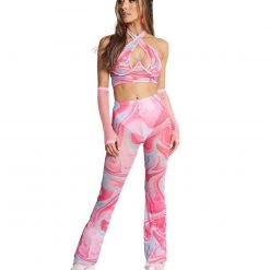 Hot & Delicious Black Bead New Arrivals Sweet Swirlz Mesh Bell Bottoms