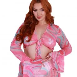 Hot & Delicious Black Bead Trending Now Sweet Swirlz Tie-Front Top 18 Hot & Delicious Black Bead Trending Now Sweet Swirlz Tie-Front Top