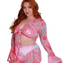 Hot & Delicious Black Bead Trending Now Sweet Swirlz Tie-Front Top 19 Hot & Delicious Black Bead Trending Now Sweet Swirlz Tie-Front Top