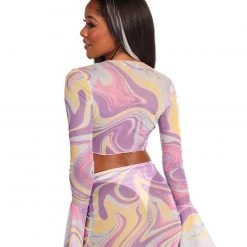 Hot & Delicious Black Bead Swirls World Tie Front Top 12 Hot & Delicious Black Bead Swirls World Tie Front Top