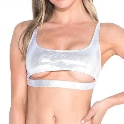 Dippin Daisies Holographic Sporty Cut Out Crop Top