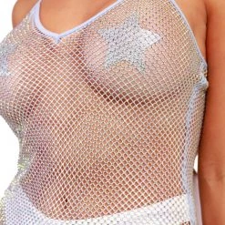 Hot & Delicious Black Bead Clothing The Real Deal Rhinestone Fishnet Dress