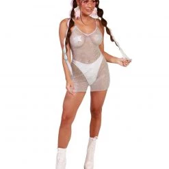 Hot & Delicious Black Bead Clothing The Real Deal Rhinestone Fishnet Dress