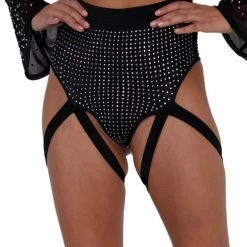 Clara Story Bottoms Totally Rhinestoned Harness Booty Shorts