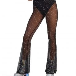 OhYes Unapologetic Rhinestone Mesh Bell Bottoms