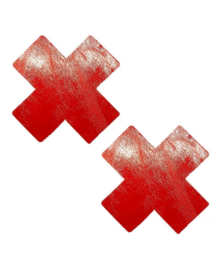Neva Nude Red Vinyl Cross Pasties Accessories 3 Neva Nude Red Vinyl Cross Pasties Accessories
