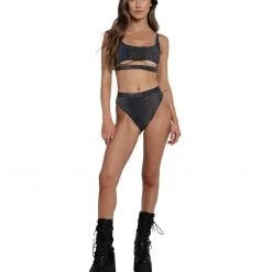 Dippin Daisies Bottoms Viper Queen Reflective High Waisted Shorts 15 Dippin Daisies Bottoms Viper Queen Reflective High Waisted Shorts