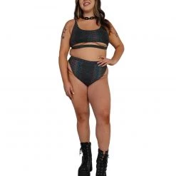 Dippin Daisies Bottoms Viper Queen Reflective High Waisted Shorts 20 Dippin Daisies Bottoms Viper Queen Reflective High Waisted Shorts