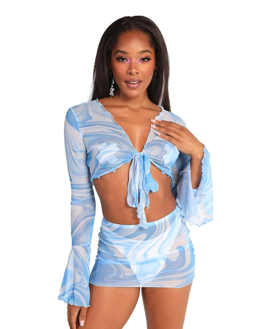 Hot & Delicious Black Bead Clothing Wavy & Glossy Tie Front Top 3 Hot & Delicious Black Bead Clothing Wavy & Glossy Tie Front Top