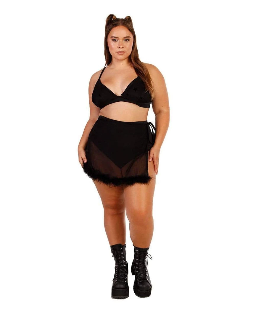 OhYes Marabou Side Tie Mini Skirt 8 OhYes Marabou Side Tie Mini Skirt