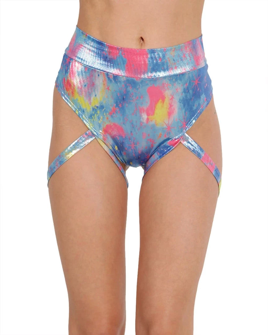One By One Apparel Bottoms Metallic Tie Dye Harness Booty Shorts 3 One By One Apparel Bottoms Metallic Tie Dye Harness Booty Shorts