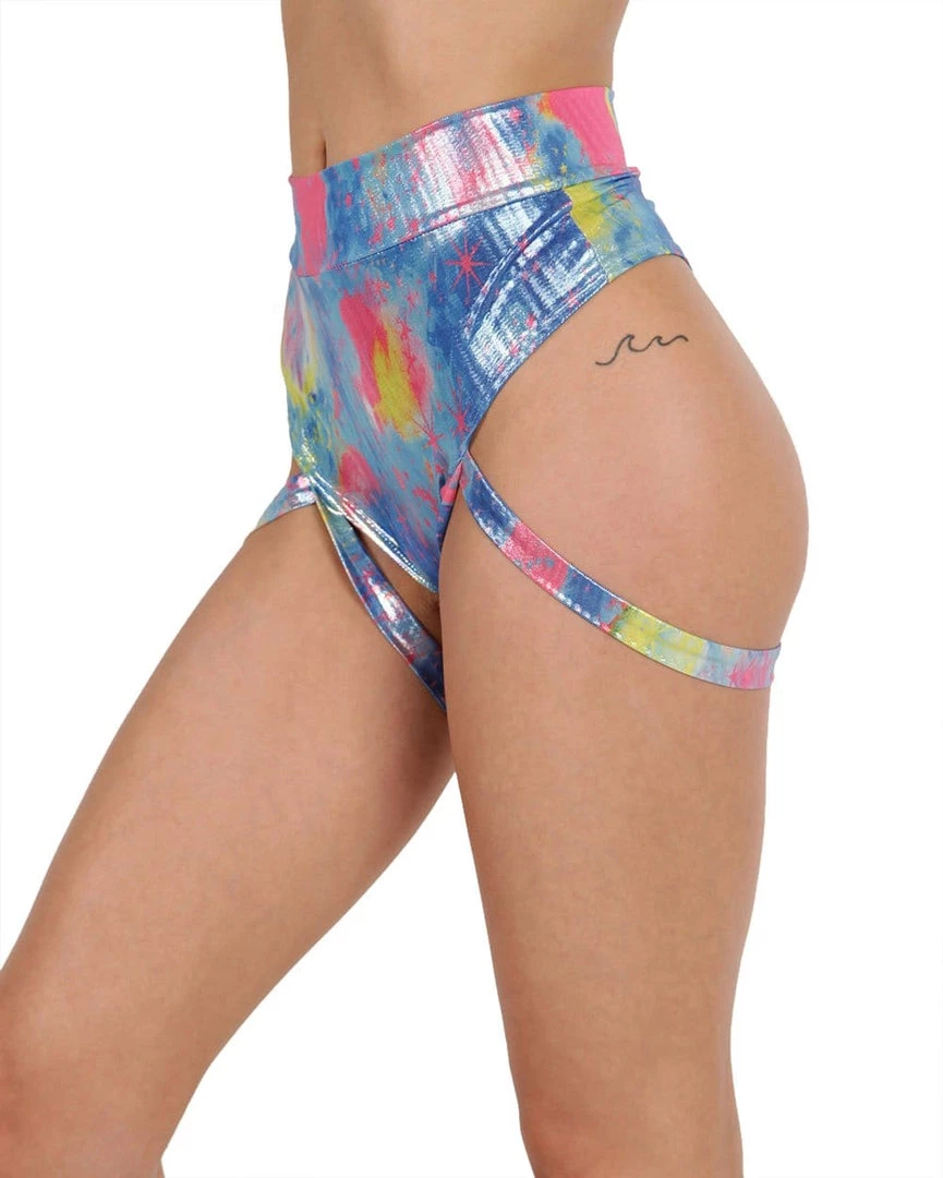 One By One Apparel Bottoms Metallic Tie Dye Harness Booty Shorts 5 One By One Apparel Bottoms Metallic Tie Dye Harness Booty Shorts