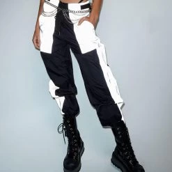 Hot & Delicious Black Bead Clothing Time 2 Get Lit Reflective Cargo Joggers