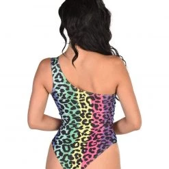 Cherry Mellow, Inc. Rainbow Leopard One Shoulder Bodysuit
