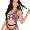Cherry Mellow, Inc. Rainbow Leopard One Shoulder Bodysuit