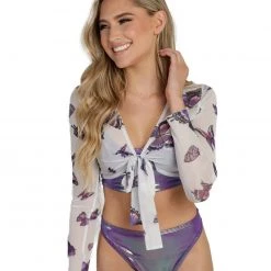 Rock & Rose Butterfly Baby Front Tie Crop Top 7 Rock & Rose Butterfly Baby Front Tie Crop Top