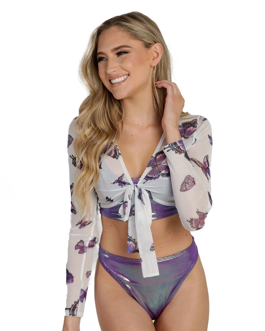 Rock & Rose Butterfly Baby Front Tie Crop Top 4 Rock & Rose Butterfly Baby Front Tie Crop Top