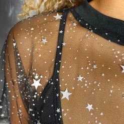 OhYes Holo Star Oversized Mesh Tee Tops