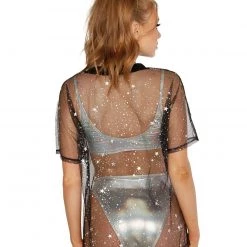 OhYes Holo Star Oversized Mesh Tee Tops