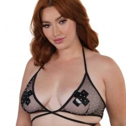 OhYes Clothing Midnight Sparkle Rhinestone Wrap Around Top