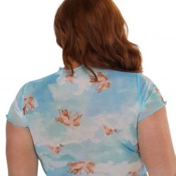 Hot & Delicious Black Bead No Angel Mesh Crop Top