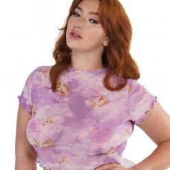 Hot & Delicious Black Bead No Angel Mesh Crop Top