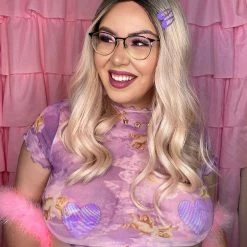 Hot & Delicious Black Bead No Angel Mesh Crop Top