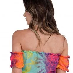 Hot & Delicious Black Bead Rainbow Sunrise Ruffled Crop Top 10 Hot & Delicious Black Bead Rainbow Sunrise Ruffled Crop Top