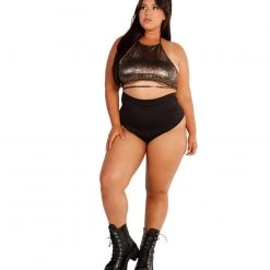 OhYes Tops Shimmering Snakeskin Underboob Top