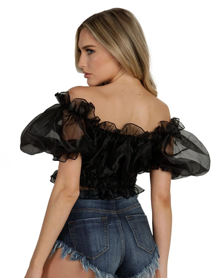 Hot & Delicious Black Bead Spoiled AF Ruffle Crop Top Tops 6 Hot & Delicious Black Bead Spoiled AF Ruffle Crop Top Tops