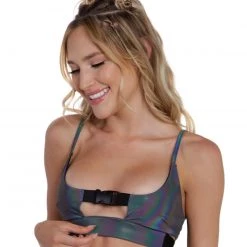 OhYes Won't Let U Out Reflective Underboob Clasp Top