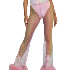 OhYes Y2K Realness Mesh Marabou Bell Bottoms