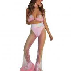 OhYes Y2K Realness Mesh Marabou Bell Bottoms