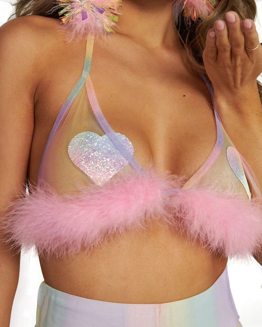 OhYes New Arrivals Y2K Realness Mesh Marabou Top 4 OhYes New Arrivals Y2K Realness Mesh Marabou Top