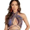 Hot & Delicious Black Bead Clothing Kaleidoscopic Thrillz Strappy Halter Top