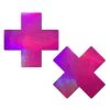 Pastease Pink Hologram Cross Pasties 1 Pastease Pink Hologram Cross Pasties