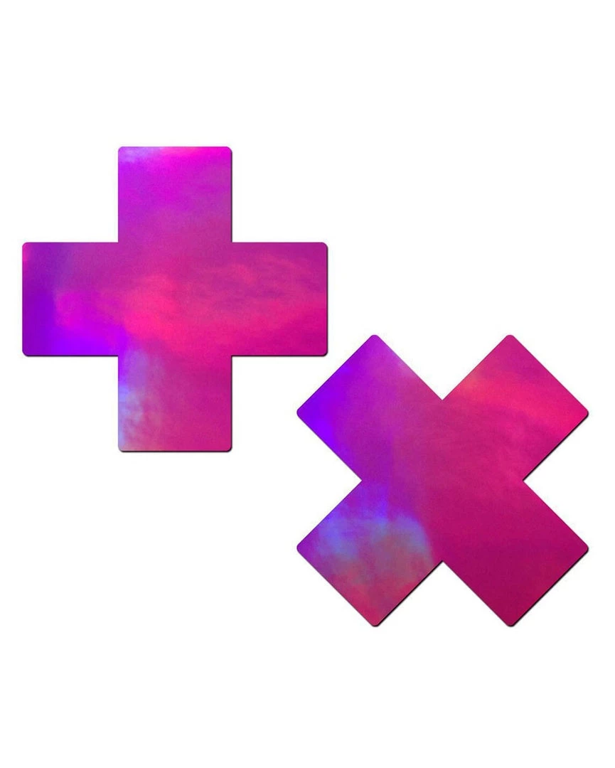 Pastease Pink Hologram Cross Pasties 3 Pastease Pink Hologram Cross Pasties