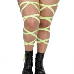 Andrew - Agent Pair Of Non-Slip Neon Yellow Leg Wraps Plus